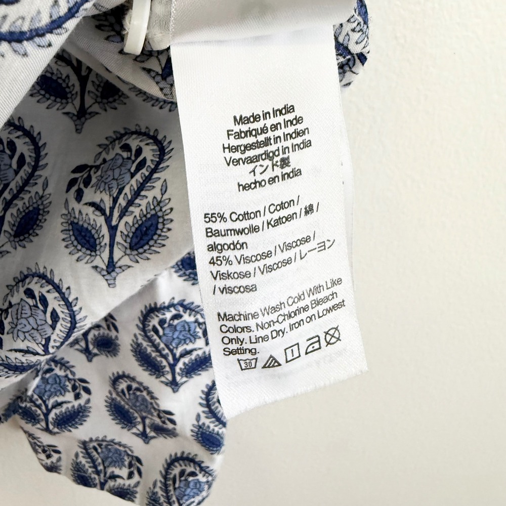 J.Crew Garçon Cotton Voile Shirt Blue Bouquet Block Print Size 8 - Picture 6 of 7